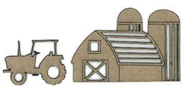 Chipboard Shape - Barn and Tractor
