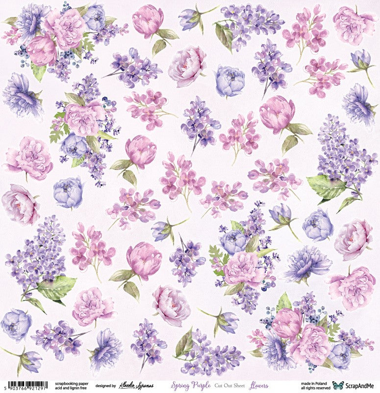 Cut-out sheet - Spring Purple Flowers