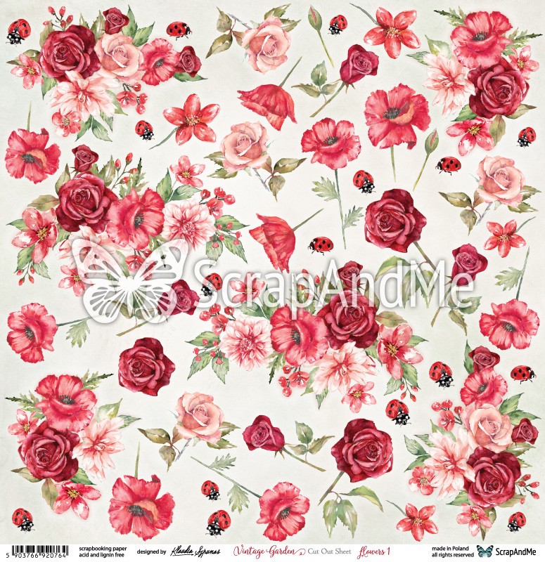 Cut-out sheet - Vintage Garden Flowers 1